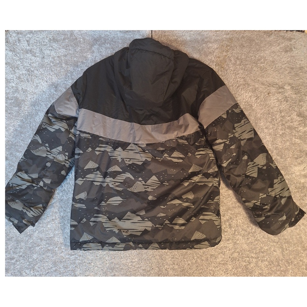 Columbia Boys L 14/16 Insulated Hooded Jacket Black Grey Camo Outgrown SB5836 - Picture 2 of 13